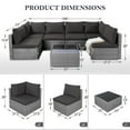 thumbnail image 2 of NOBLEMOOD 7 Pieces Rattan Outdoor Fruniture Set with Reclining Backrest and Storage Coffee Table, 300lbs Weight Capacity Wicker Patio Secotional Sofa Chairs Set, 2 of 6