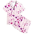 thumbnail image 1 of FhsagQ Pajamas for Girls Kids Girls Loving Heart Pattern Printed Short Sleeve Button down Pajamas Shorts Set Sleepwear Outfits Girls St. Patrick's Day Sleepwear Size 14-16 Dresses 4-5 Years, 1 of 4
