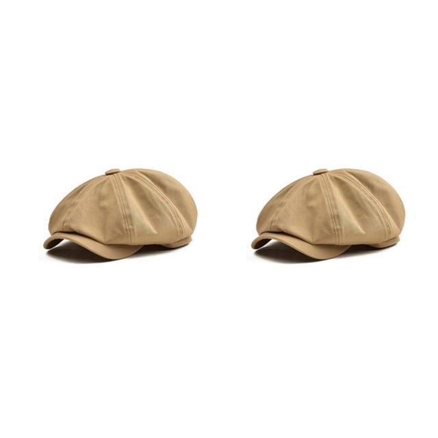 Jumpingount Gorra de hombre estilo británico Color sólido Casual al aire libre senderismo viajar fotografía novio boinas sombrero regalo Albaricoque 2piezas