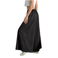 thumbnail image 3 of Lenpel Girls' Palazzo Pants Kids Ice Silk Elastic High Waisted Pull on Wide Leg Pants Baggy Casual Trousers, 3 of 5