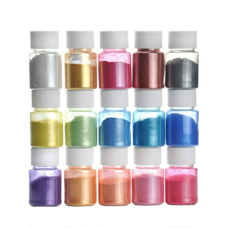 Tuscom Slime Powder DIY Mica Powder Natural Powder Pigments for Adhesive Pigments,Bath Bomb Dyes,Soap Making,Makeup and Bright Nail Art Candles(15 Colors 10g/0.35oz