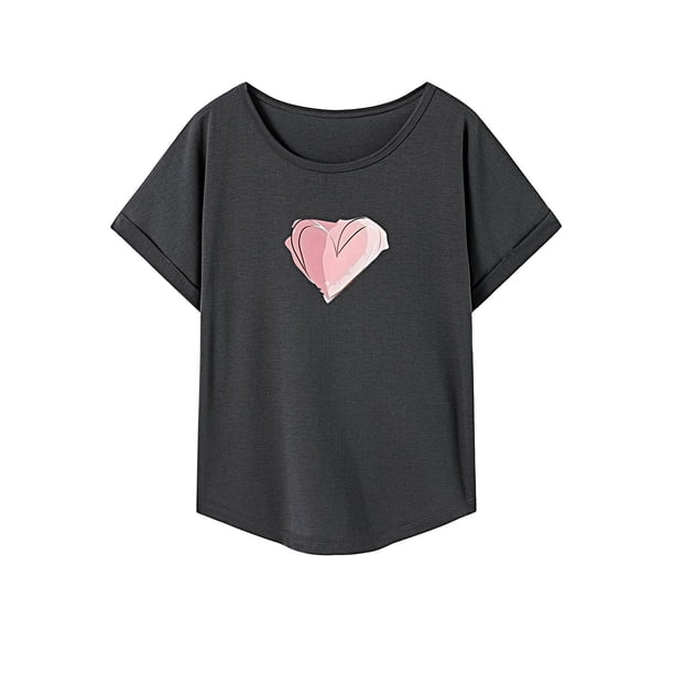 Camiseta para mujer jinwen verano transpirable clásico cuello redondo M