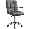 thumbnail image 1 of Yaheetech Height Adjustable Office Chair Mid Back PU Leather 360° Swivel Large Seat Stylish Office Chair on Wheels with Armrests, Gray, 1 of 8