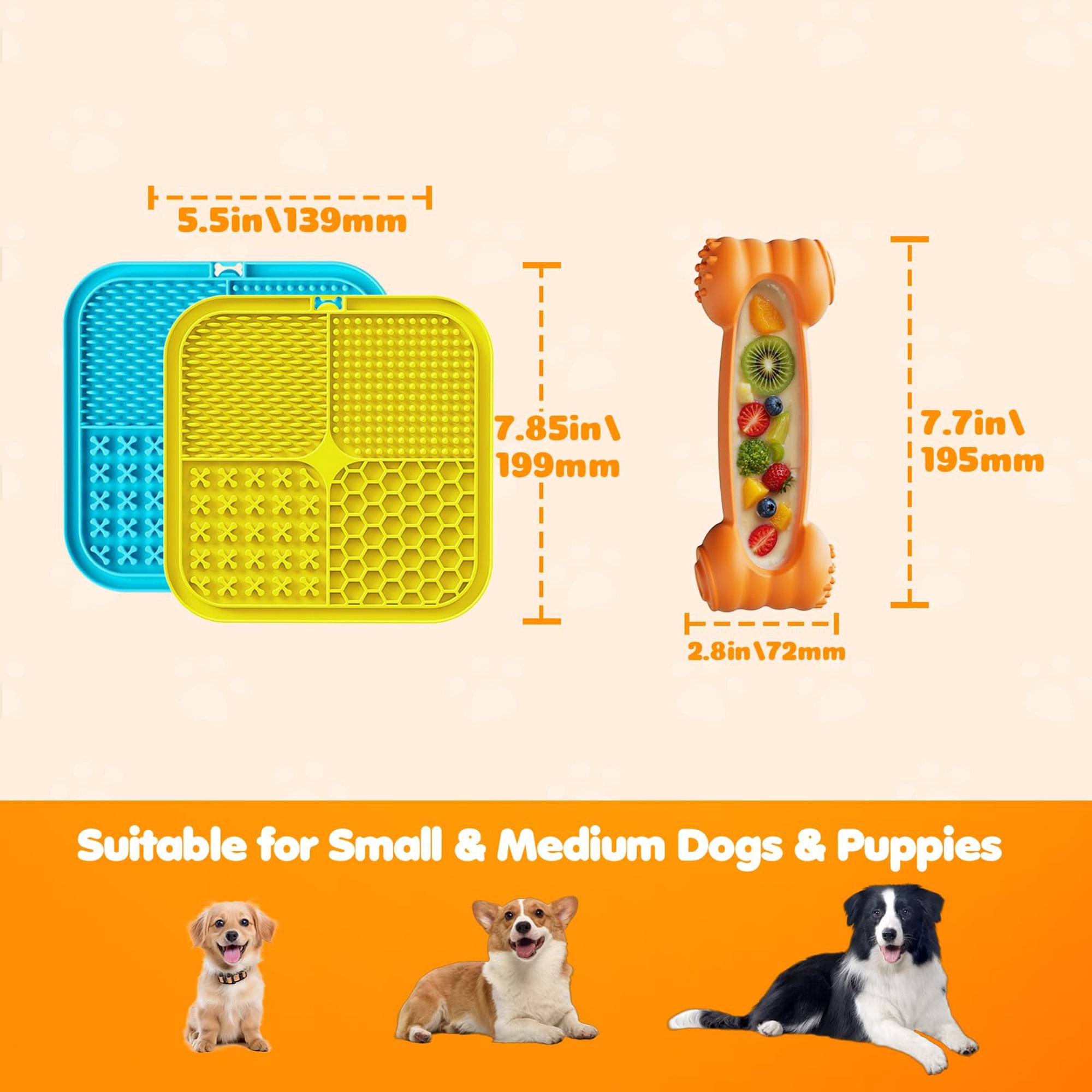6pc dog puzzle toys: lick mat, chew ball, treat dispenser. Reduces anxiety & boredom. Ideal for bath/grooming/training. Multicolor.