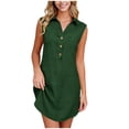 thumbnail image 3 of TaTaai Women's Sleeveless Collared Half Placket Solid Casual Dress Breathable Moisture Wicking Side Pockets Curved Hem Wrinkle Resistant for Spring Summer Beach Cover-Up Office Casual Gift, 3 of 9