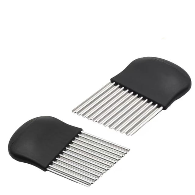 Juego de 2 cortadores ondulados de acero inoxidable para papas fritas, verduras y frutas con mango ergonómico