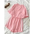 thumbnail image 4 of Summer Striped Tracksuit Set For Women Short Sleeve T Shirt Mini Shorts Two Piece Set Female 2023 Casual Women's Sportwear Suit, 4 of 5