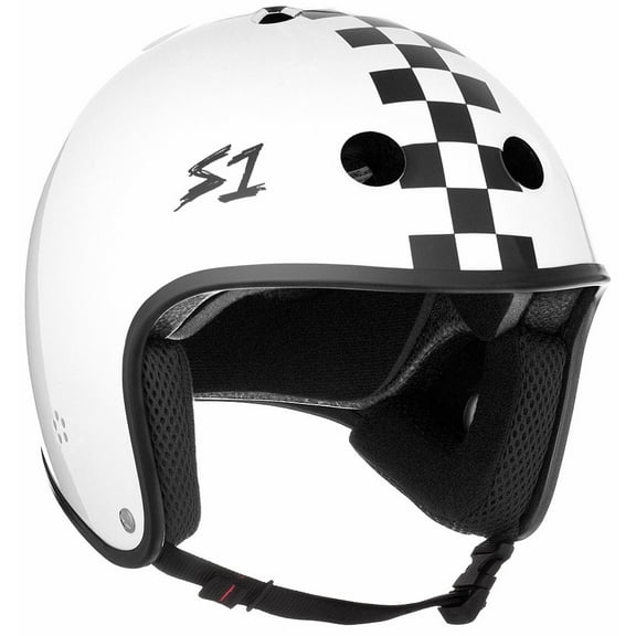 S1 Retro Lifer Helmet - White Gloss w/ Checkers