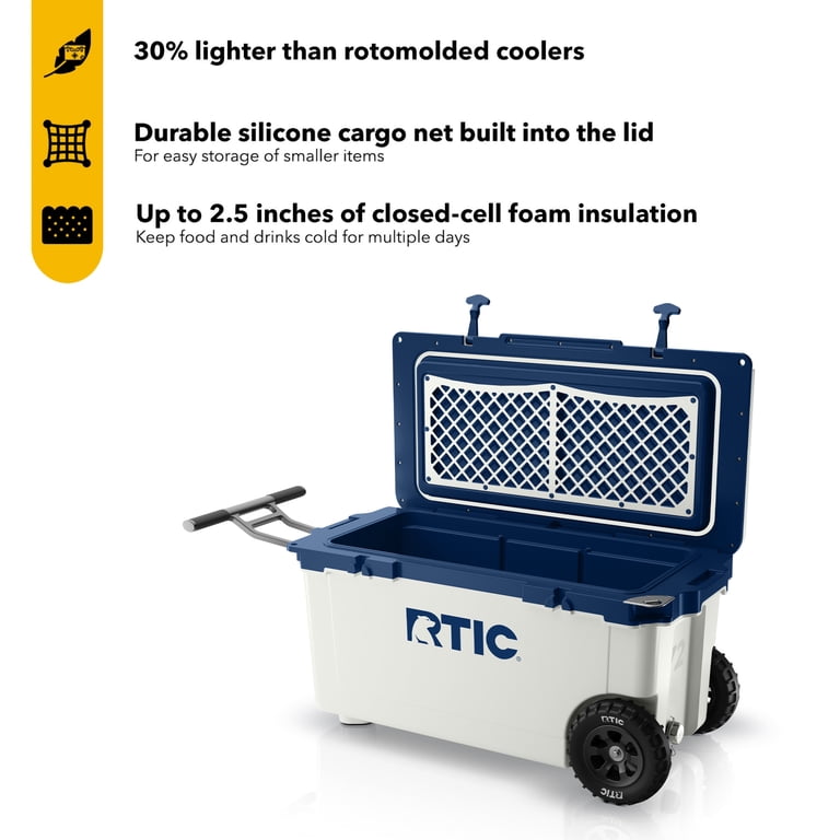 RTIC 72 QT Wheeled Hard-Sided Ice Chest Cooler, Ultra-Light, Fits