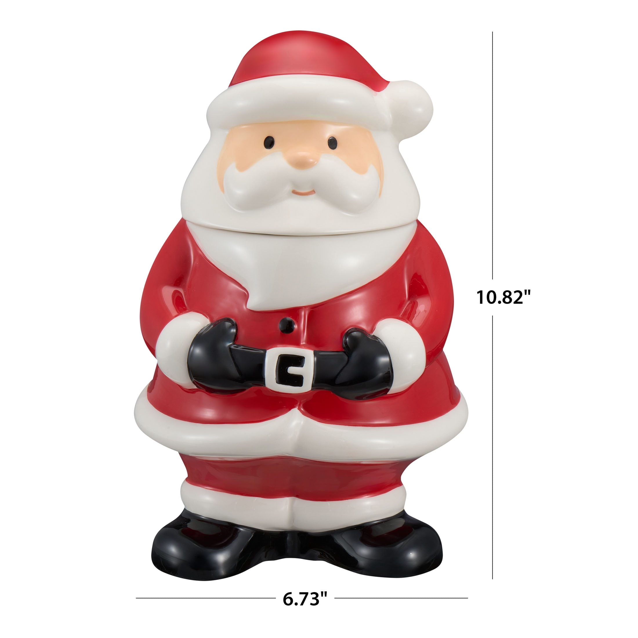 Holiday Time 55-Oz Santa Glazed Earthenware Ceramic Treat Jar with Lid, Multicolor