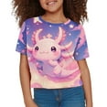thumbnail image 3 of Uourmeti Axolotl Crop Top for Girls 10-12 Cute Short Athletic T-Shirt Summer Casual Loose Crew Neck Pullover Tops, 3 of 6