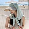 thumbnail image 2 of Krdevn Women Straw Sun Hat with Tie Scarf, Wide Brim Windproof Neck Flap Hat for Summer Beach Travel, 2 of 3