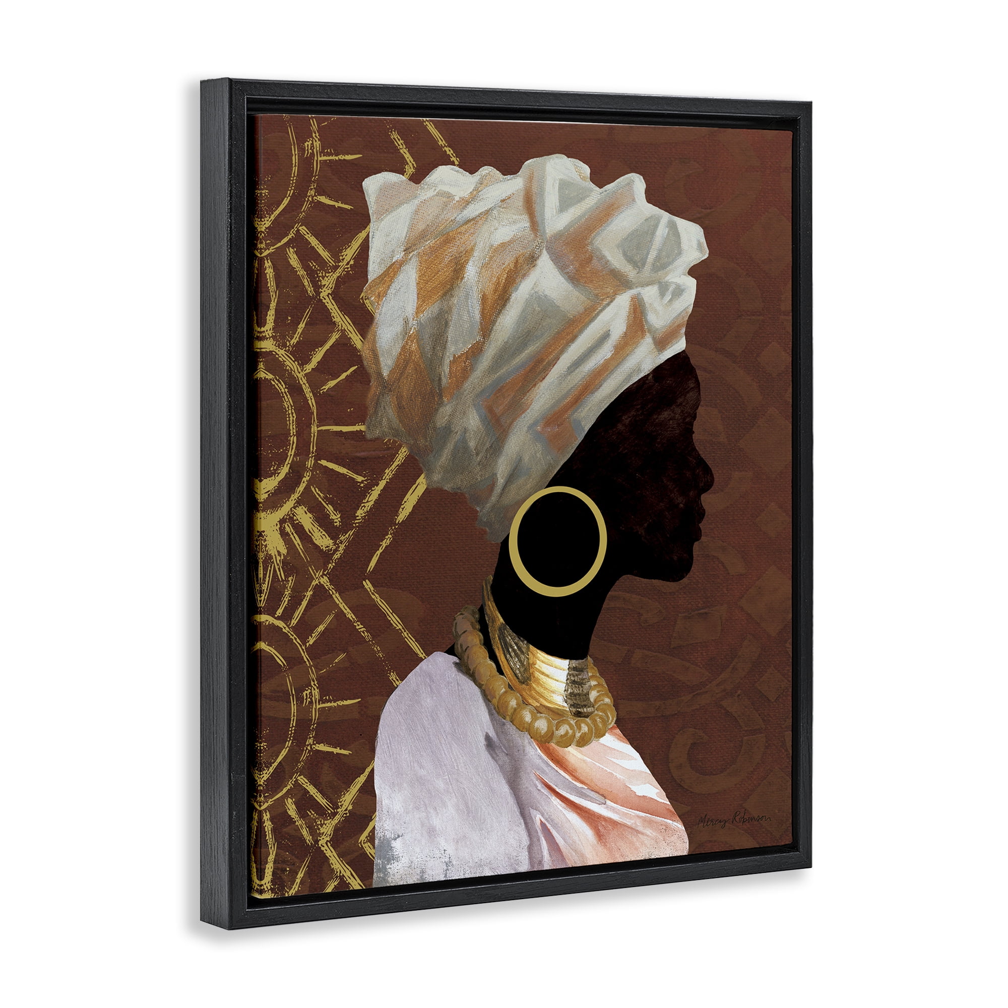 Stupell Industries Traditional Portrait of Woman Novelty Painting Black Floater Framed Art Print Wall Art, 17 x 21