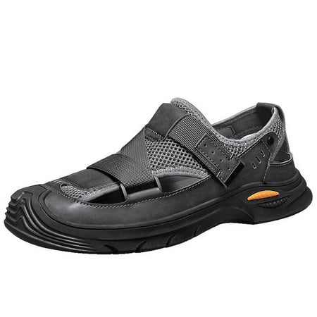 

Sandals Men Slippers Beach Closed Toe Summer Shoes Leather Casual Shoes Hiking