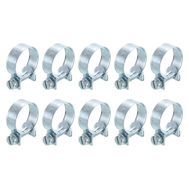 Unique Bargains 10Pack Mini Fuel Line Pipe Hose Clamp Clip, Adjustable 21-23mm, Zinc Plated