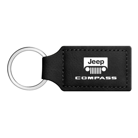 Jeep Compass Rectangular Black Leather Key Chain