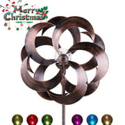 59 inches Solar Wind Spinner Multi-Color LED Glass Ball Kinetic Windmill Metal Decoration 360 Degrees Swivel-Outdoor Yard Lawn & Garden