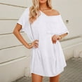 thumbnail image 2 of Ujnder Women's Comfortable Solid Color V Neck Short Sleeve Sleeping Dress Nightgown White XL, 2 of 4