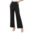 thumbnail image 2 of ClodeEU Women's Wide Leg Cargo , High Waist Casual Stretch Pants with Pockets Button Black,Womens Plus S, 2 of 8