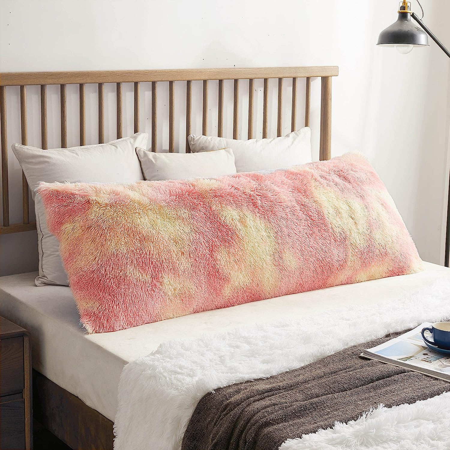 XeGe Luxury Shaggy Fuzzy Body Pillow Cover Fluffy Bed Pillow Case with