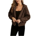 thumbnail image 2 of Dxzfnsa Women's Cropped Fleece Jackets Winter Warm Button Down Fuzzy Zipper Up Coats Casual Solid Color Outerwear with Pockets, 2 of 9