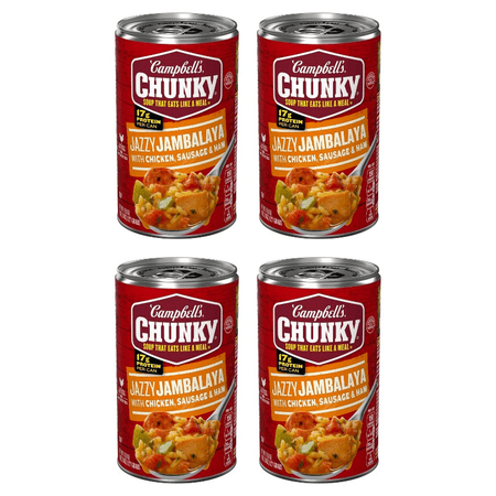 Campbell’s Chunky Soup, Jazzy Jambalaya with Chicken, Sausage and Ham Soup, 18.6 oz Can, (Pack of 4)