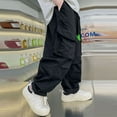 thumbnail image 5 of Cargo Pants Kids Casual Cargo Joggers Wide Leg Black Cargo with Pockets Girls Clothing Size 5-6 Years, 5 of 8