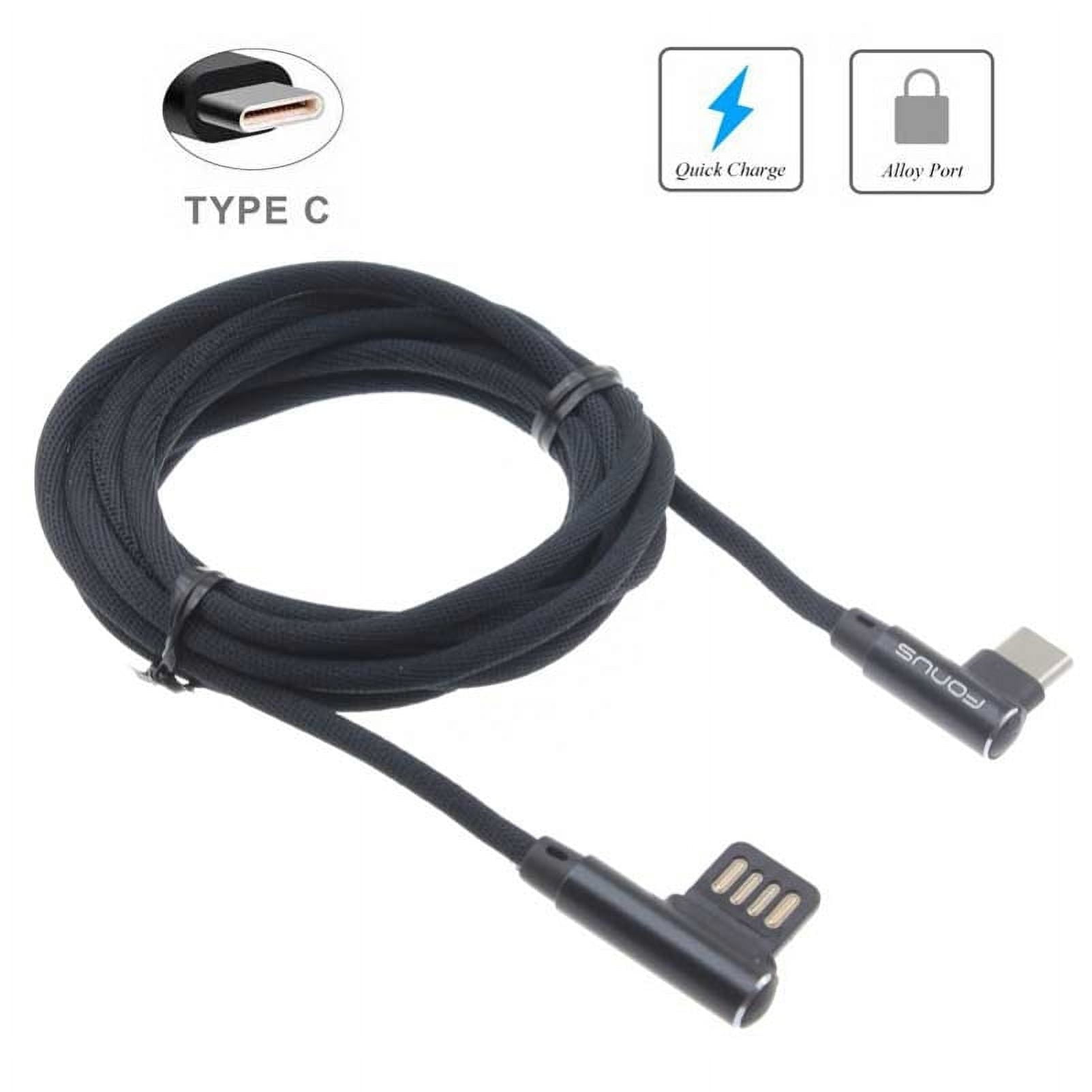 6ft Type-C Angle USB Cable w 36W Quick Home Charger K6M for Nokia 3.1, 7.1, 8, Plus - OnePlus 5T, 6, 6T, 7 Pro - Razer Phone 2 - RED Hydrogen One - Samsung Galaxy Tab S3 9.7 S9 Plus, S8+ S8