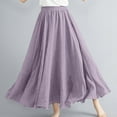 thumbnail image 3 of Dvprdro Women's Plus Size Linen Long Skirts Summer Fashion Solid Pleated Elastic Waist Casual Loose A Line Maxi Skirt Rose Gold Sizes M, 3 of 5