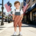 thumbnail image 2 of Kids American Flag Bibs Overalls Boys Girls 4th of July Outfits Adjustable Straps Coveralls Patriotic Romper Jumpsuit, 2 of 6