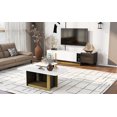 thumbnail image 2 of NEW Modern Light Luxury TV Stand and Coffee Table Set of 2, Modern TV Console,Wood Center Tables with Spacious Top, Storage Cabinet & Open Adjustable Shelves for Living Room, 2 of 10