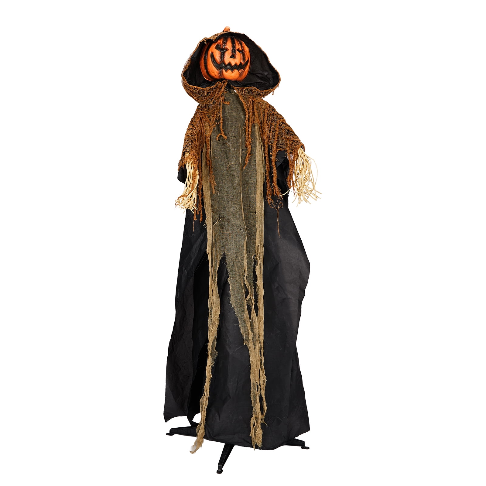 5.8ft Halloween Decorations Outdoor Life Size Animatronics Pumpkin Ghost, Sound-Actived Party Decor with Creepy Sound, Scary Haunted House Props for Garden Yard Lawn