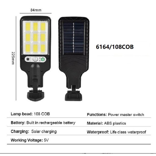 Farola Solar con Sensor de movimiento para exteriores, lámpara de inundación inalámbrica con 3 modos de trabajo, para puerta Delantera, jardín y patio