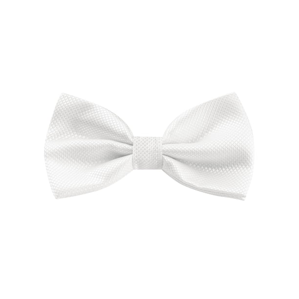 INSPIRE CHIC Corbata de moño ajustable de color sólido con patrón de cuadros para hombres blanca