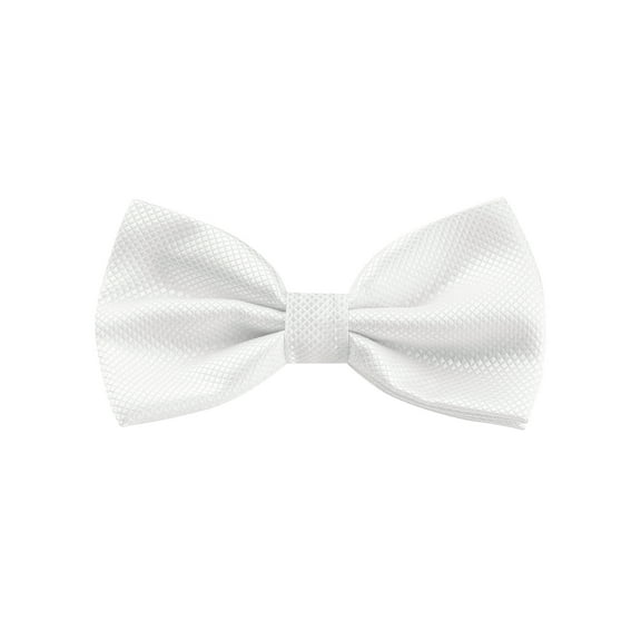 INSPIRE CHIC Men's Grids Patterned Solid Color Adjustable Pre-tied Bow Tie White