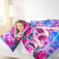 thumbnail image 3 of Homewish Anime Storm Dragon Skull Rose Full Size Comforter Sets for Teens, Lightning Cute Gothic Print Bedding Comforter Set, Pink Reversible, 3 Pieces, 1 Comforter and 2 Pillowcases, 3 of 6