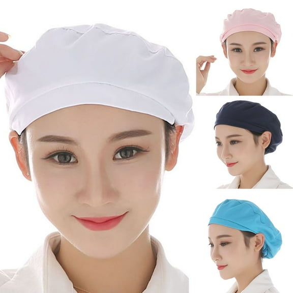 Cheers.US Women Breathable Cotton Dust-proof Top Hat Restaurant Baker Kitchen Cooking Chef Cap
