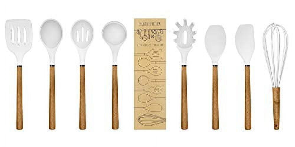 Country Kitchen Silicone Cooking Utensils, 8 Pc Kitchen Utensil Set, Easy  to Clean Wooden Kitchen Utensils, Cooking Utensils for Nonstick Cookware, Kitchen  Gadgets and Spatula Set - Black - Yahoo Shopping