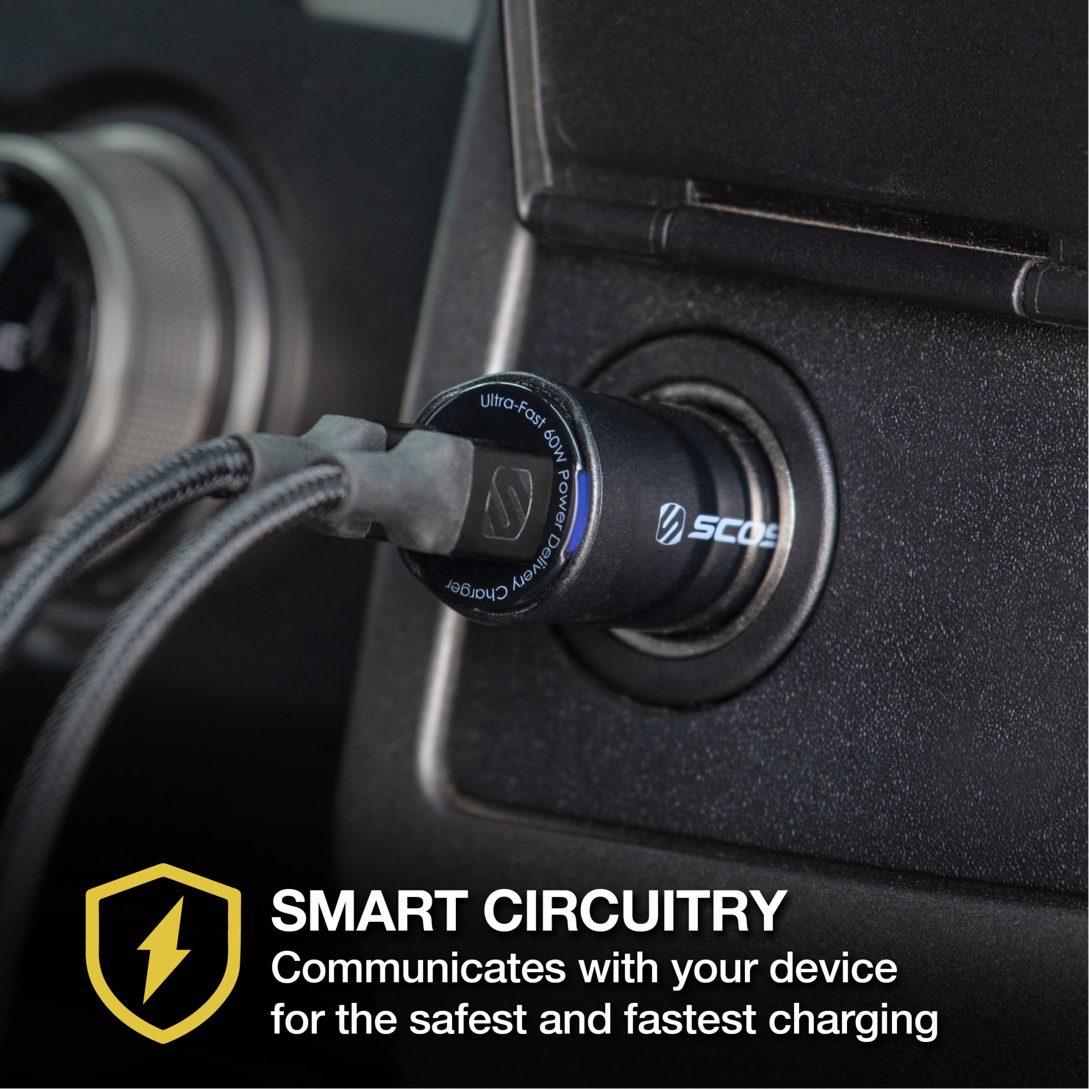 (2 pack) Scosche CPDCC60-RP PowerVolt Fast 60W Dual USB-C Car Charger Adapter w/ Certified Power Delivery 3.0
