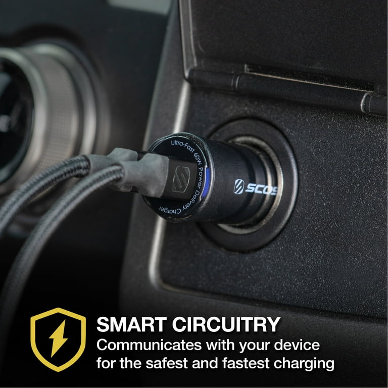 fast cigarette delivery (2 pack) Scosche CPDCC60-RP PowerVolt Fast 60W Dual USB-C Car Charger  Adapter w/ Certified Power Delivery 3.0