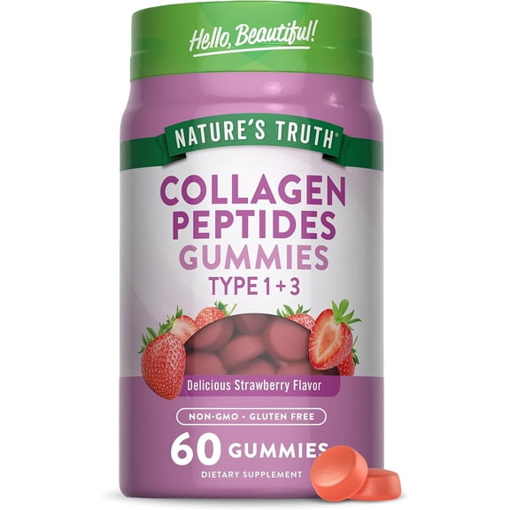 Collagen Gummies for Women | 60 Count | Type 1 and 3 | Strawberry Flavor | by Nature's Truth