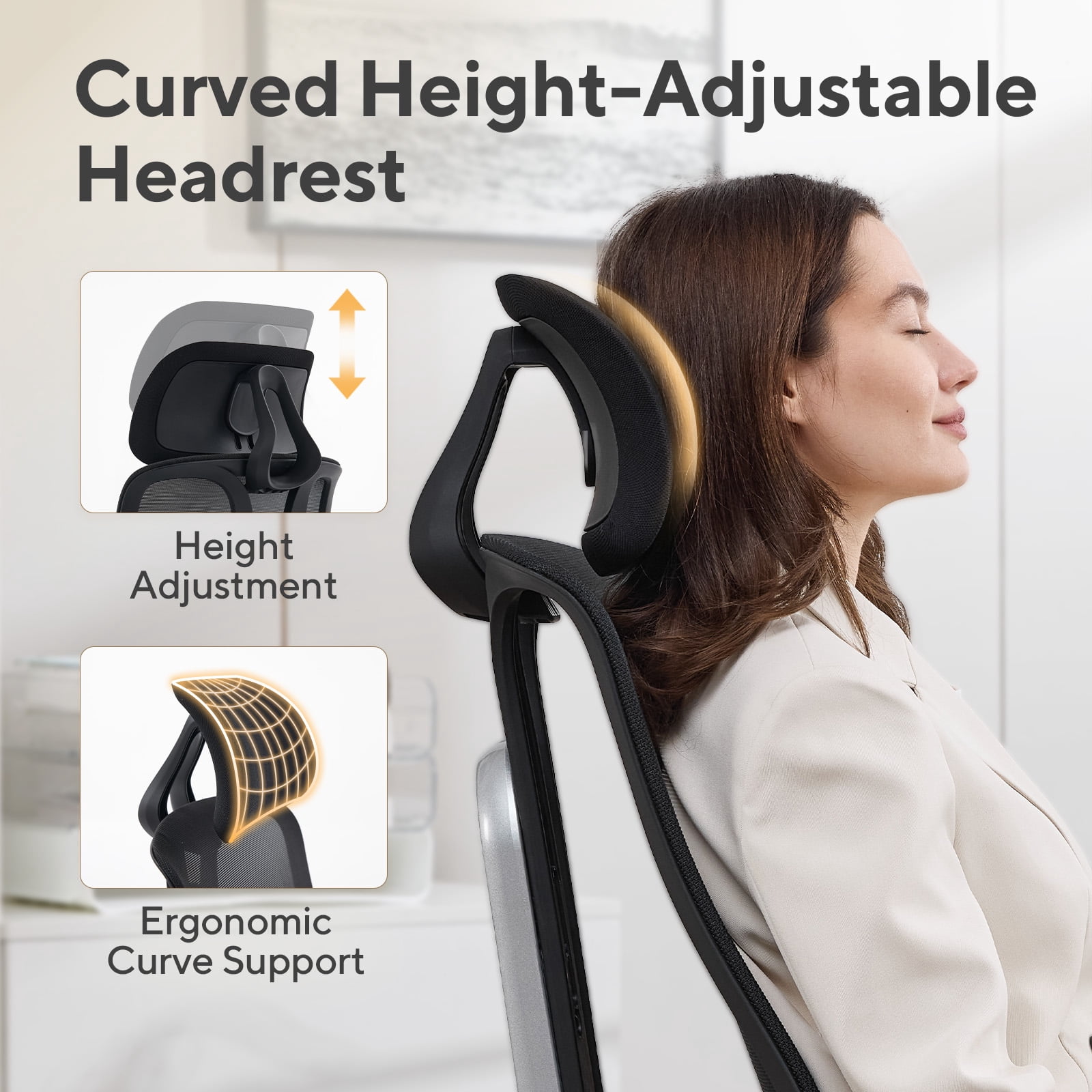 Nouhaus Strato Black High Back Ergonomic Mesh Office Chair with 10-Level Height Adjustment & 3D Armrests for Home Office & Study Room
