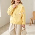 thumbnail image 3 of Eltusu Girls Cotton Cardigans, Long Sleeve Warm Soft Button School Uniform Sweaters Yellow Size 7-8 T, 3 of 8