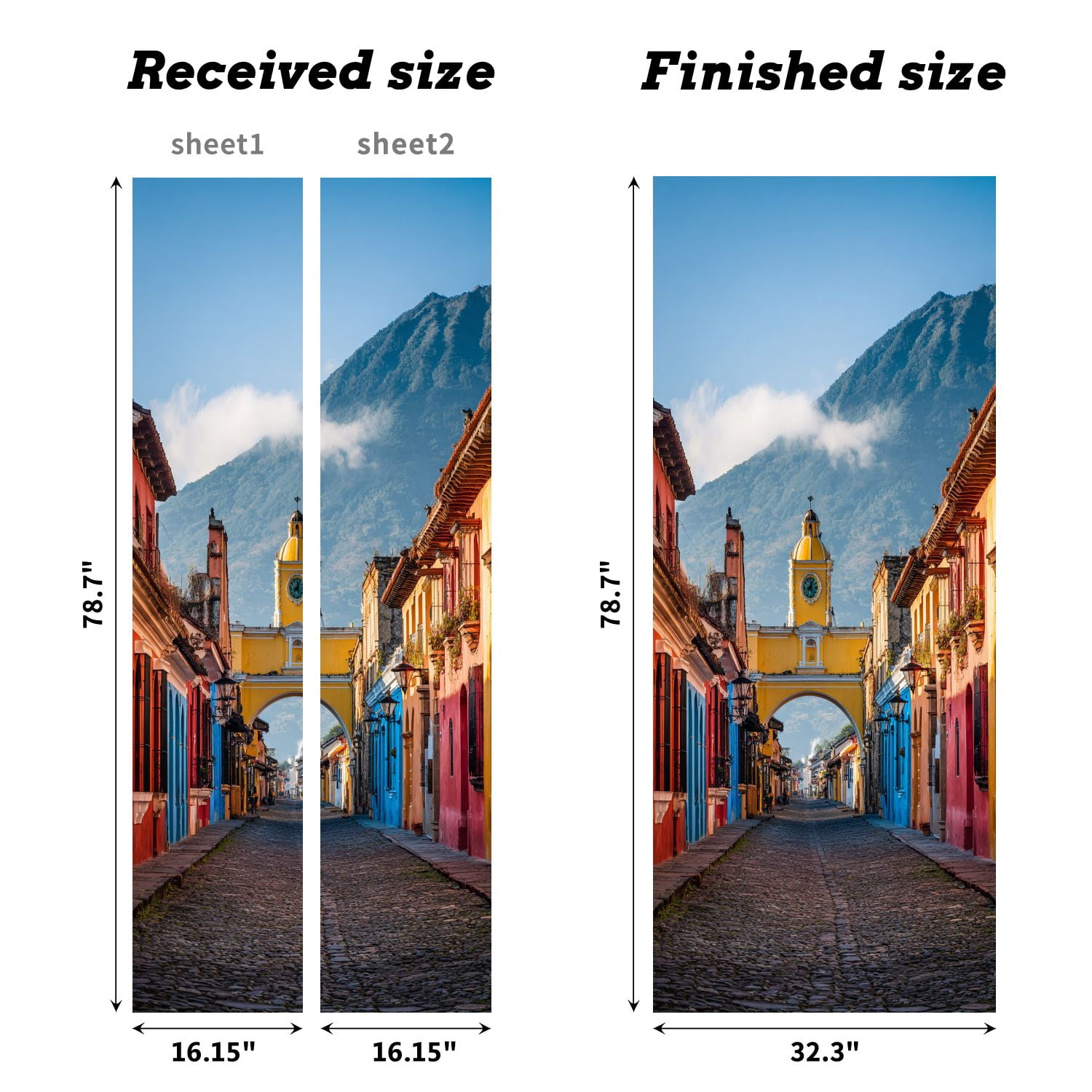 Self Adhesive Vinyl Refrigerator Wrap Set Antigua City Sunrise Door Mural Removable Fridge Sticker Peel and Stick&nbsp;Full Door Cover Decal Kitchen Bar Decor