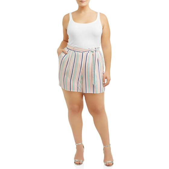Cherokee - Women's Plus Size Printed Soft Short with Tie Belt - Walmart.com