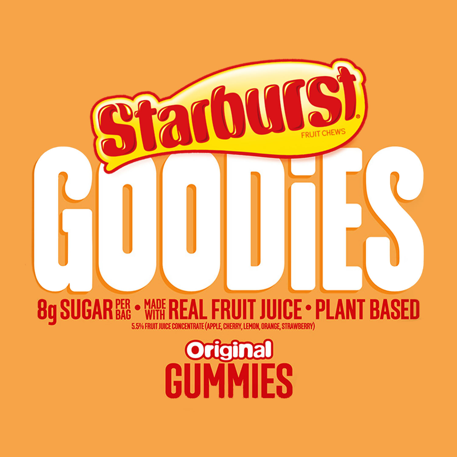 Starburst Goodies Original Plant-Based Fruit Gummy Candy - 1.8 oz Bag ...