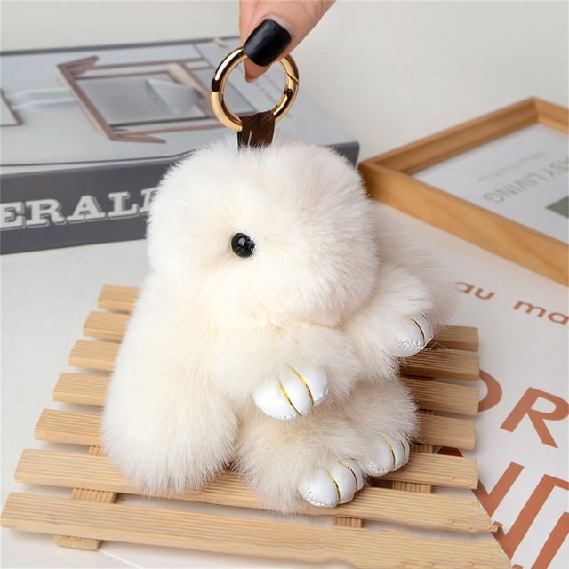 TopLLC Rabbit Costume Cute Rabbit Pendant Car Keychain Bag Accessories Soft Rabbit Velvet Ball Pendant Handmade Soft Rabbit Velvet Ball Pendant