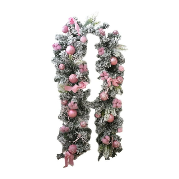 deevoka Christmas Garland 5.9ft Front Door Hanging Decor for Ceremony Pink