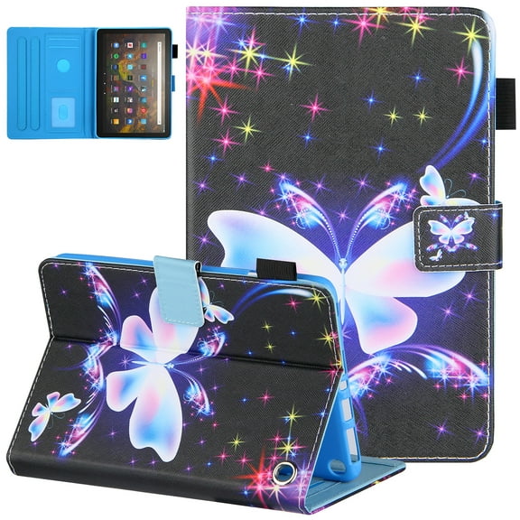 All-New Fire HD 8&HD 8 Plus Case (10th Generation, 2020 Release), Folio Stand Premium Leather Magnetic Wallet Cover with Smart Auto Wake/Sleep & Pencil Holder, Big Butterfly