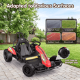 thumbnail image 5 of Funcid 24V 10Ah Big Battery Go Kart for Kids Age 6-12, Ride on Toys with 600W Motors, 7.5 MPH Electric Go Kart W/ EVA Wheels, 4-Level Adjustable Seat & 360° Drift Mode, LED Power Display, Red, 5 of 7